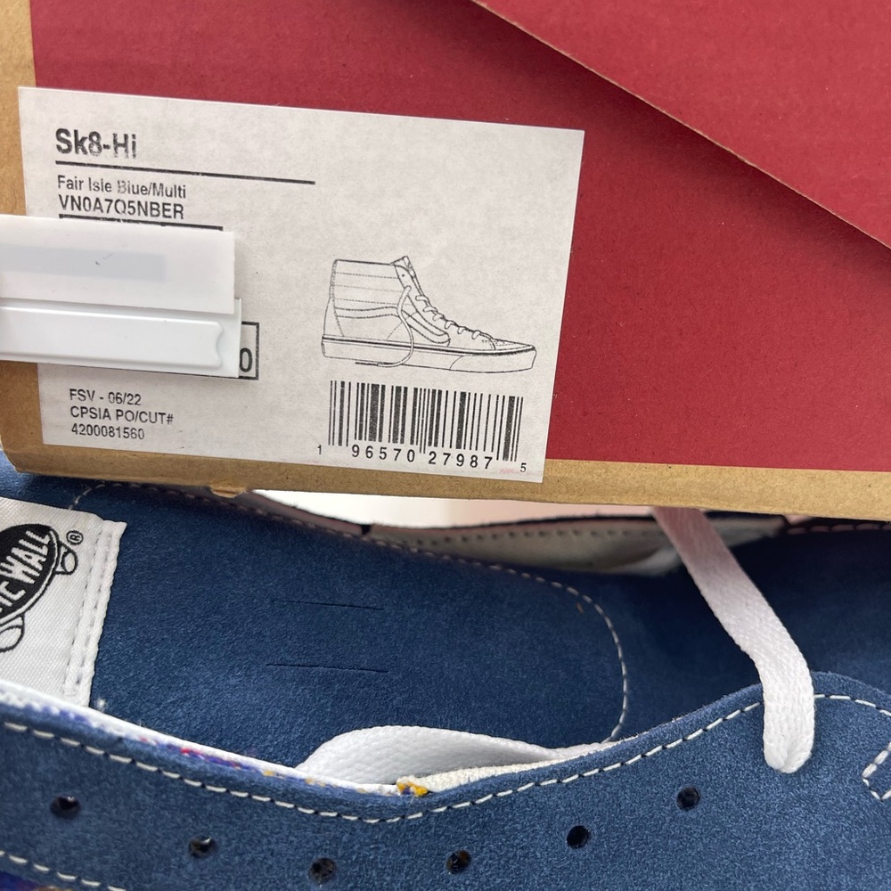 Vans Men’s Sk8-Hi
Fair Isle Biue/Multi Sneakers
VN0A705NBER - Picture 16 of 16